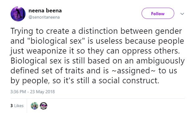 Same-sex attraction poses a problem for those who say gender – the clothes one wears, how one styles one’s hair, one’s mannerisms and name, how society views you (stereotypes) – is almighty, innate and in fact overrides biological sex.