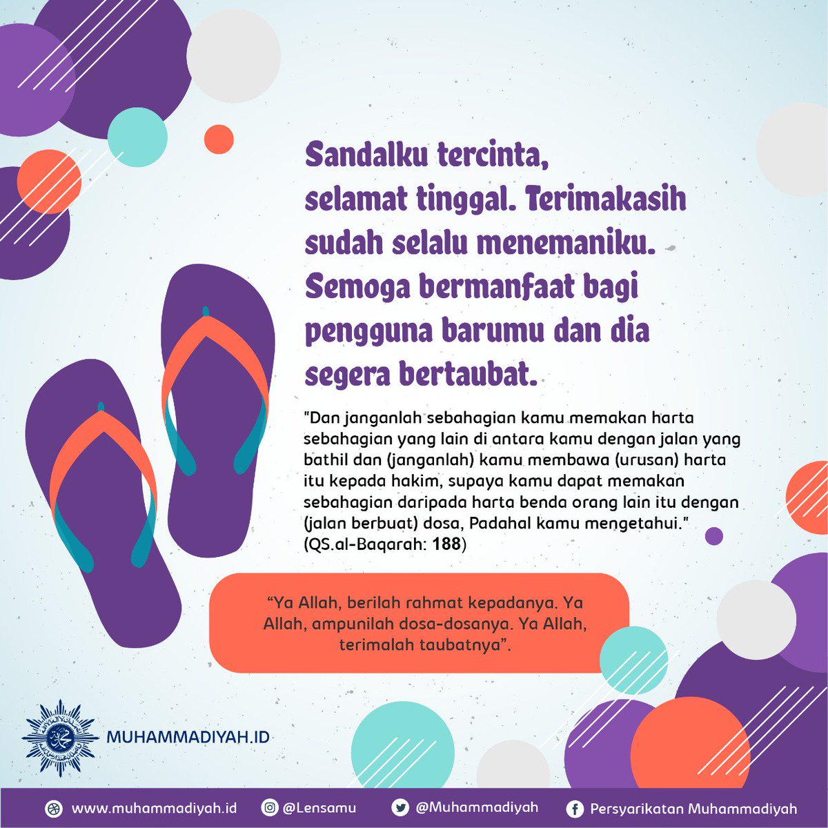 muhammadiyah's tweet photo. Siapa yang sehabis taraweh pernah mengalami kehilangan sandal di masjid?  😃 https://t.co/Kd9DFJEaeK