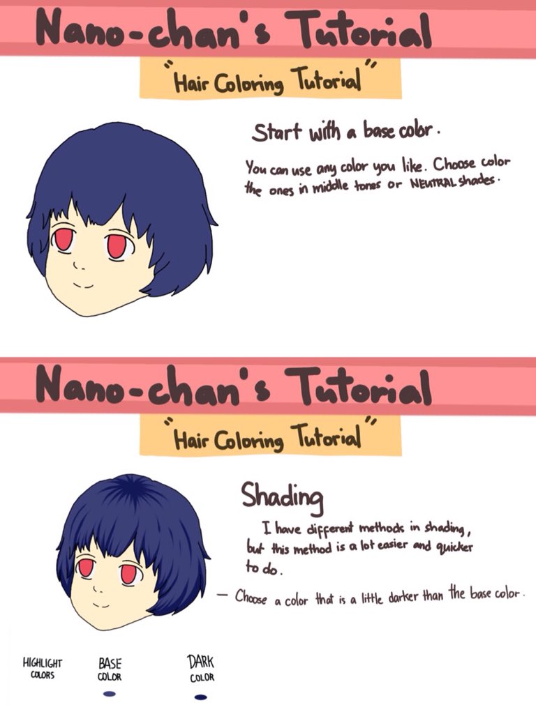 nanochandraws's tweet image. I have different methods in hair coloring, but this 1st method is easy since it doesn&apos;t require a lot of blendings and complicated stuff. This is fit for beginners and this technique can be applied even if you have different software/app ^^
I hope this helps :3
#ColoringTutorial