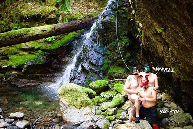 PupGadget's tweet photo. Werel Wolf, Yu-Kai and I in a beautiful Grotto by Shadow Falls Campground! Photo thanks to @pupyukai #me #pupgadget #alphagadget #alphapup #alphapupgadget #vanpah #shadowfallscamp #grotto https://t.co/QE96Obsapt https://t.co/V1tkXedpkn