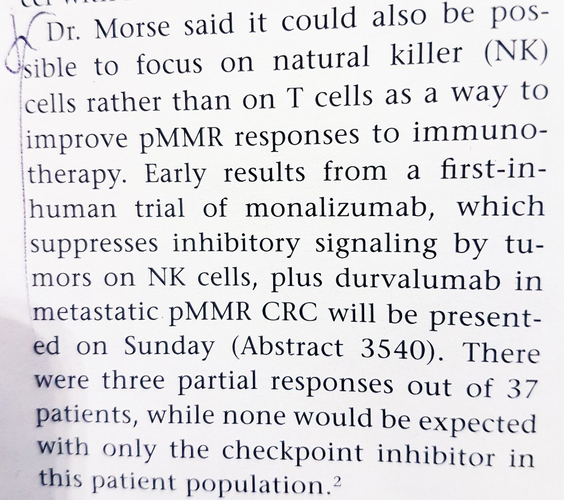 InnatePharma's tweet photo. #Durvalumab + #Monalizumab in #pMMR metastatic #ColoRectalCancer: “#NKcells can improve response to #immunotherapy” highlighted #MichaelMorse @dukemedicine in @ASCO DailyNews https://t.co/8LIoYvUd5K