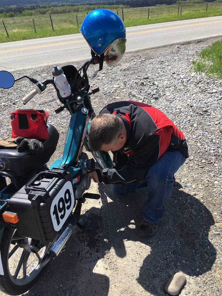 Burkeegirl's tweet photo. @Burkeeboy Not sure you’re ready for this adventure? Keep in mind our 500km journey with FOUR mopeds was completed with ONLY $32.00 in gas! #TravelAlberta #DavidThompsonResort #enjoythejounrey #MakingMemories https://t.co/q9CJtYnS8z