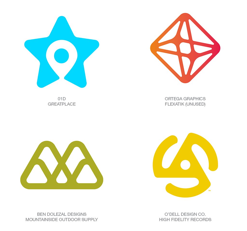 2018 年 LOGO 设计趋势和灵感库。跌落类型，平行四边形，明显的外框，现代宗教风格，新复古/怀旧，黑白 Hipster，EST 商标，蓝紫色，金色，扁平复古，线条复古，粗线条，切割/残缺，衬线体回归，标点符号... #设计资源 // 2018 Logo Design Trends & Inspirational Gallery https://t.co/qXjvUL782M https://t.co/F4k8wotw0t 1