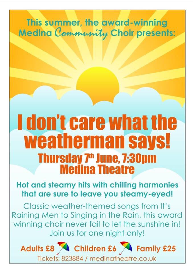 lynblackledge's tweet photo. Delighted to be listening to #MedinaCommunutychoir rehearsing. I need to connect them with 100 men. Required for an hour on Thursday at @Medina_Theatre to raise funds for #prostatecancer . #connectionqueen . Please retweet #SHARINGISCARING #iow https://t.co/KxCqKXw4cj