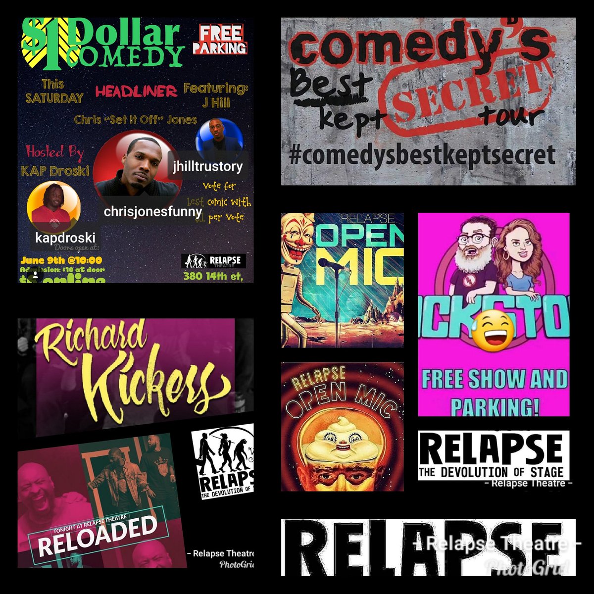 relapsecomedy's tweet image. Check out this weeks schedule for Relapse Theatre. Click the link in the bio to get your tickets for one.... two..... or three of our  amazing shows.
relapsecomedy.com #RelapseTheatre home of #improv #standupcomedy #ATLComedy #comedy
