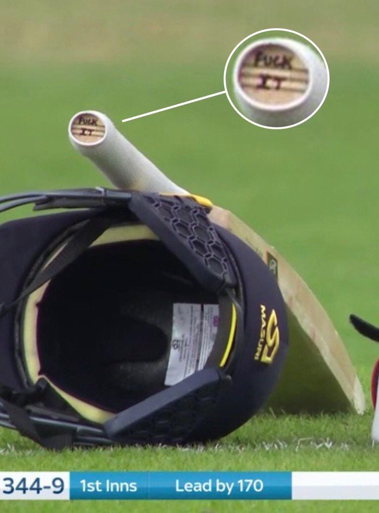 Jos Buttler’s bat handle msg to himself. Like I said, my kinda cricketer. 👊