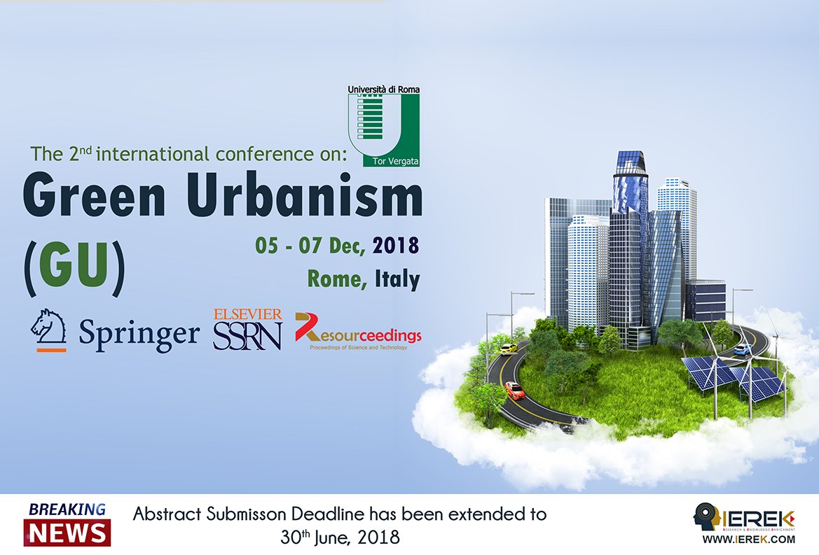 GUIEREK's tweet image. Due to many Requests the abstract Submission Deadline has been extended to 30 June.
You still have chance to prepare your abstract to join the 2nd international Conference On &quot; Green Urbanism &quot;
For more information click on goo.gl/6pkatx