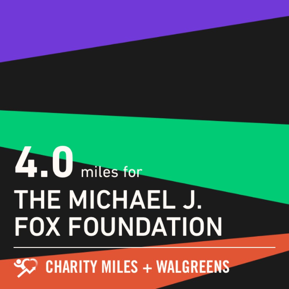 ManBehindMaven's tweet photo. 4.0 @CharityMiles for @MichaelJFoxOrg. Thx @Walgreens for sponsoring me. #HappyAndHealthy https://t.co/SY5PXu2KO1 https://t.co/KsWw9IzGlw