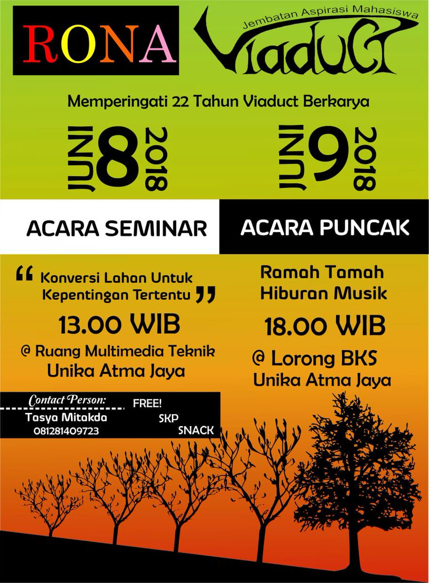 viaductpress's tweet photo. Bila teman-teman membutuhkan informasi lebih lanjut dapat menghubungi nomor di bawah ini;
•Tasya Mitakda (081281409723/tasyamitakda)
.
Kami tunggu kehadiran teman-teman. Sampai berjumpa😀😁 https://t.co/ugqUy56Cls