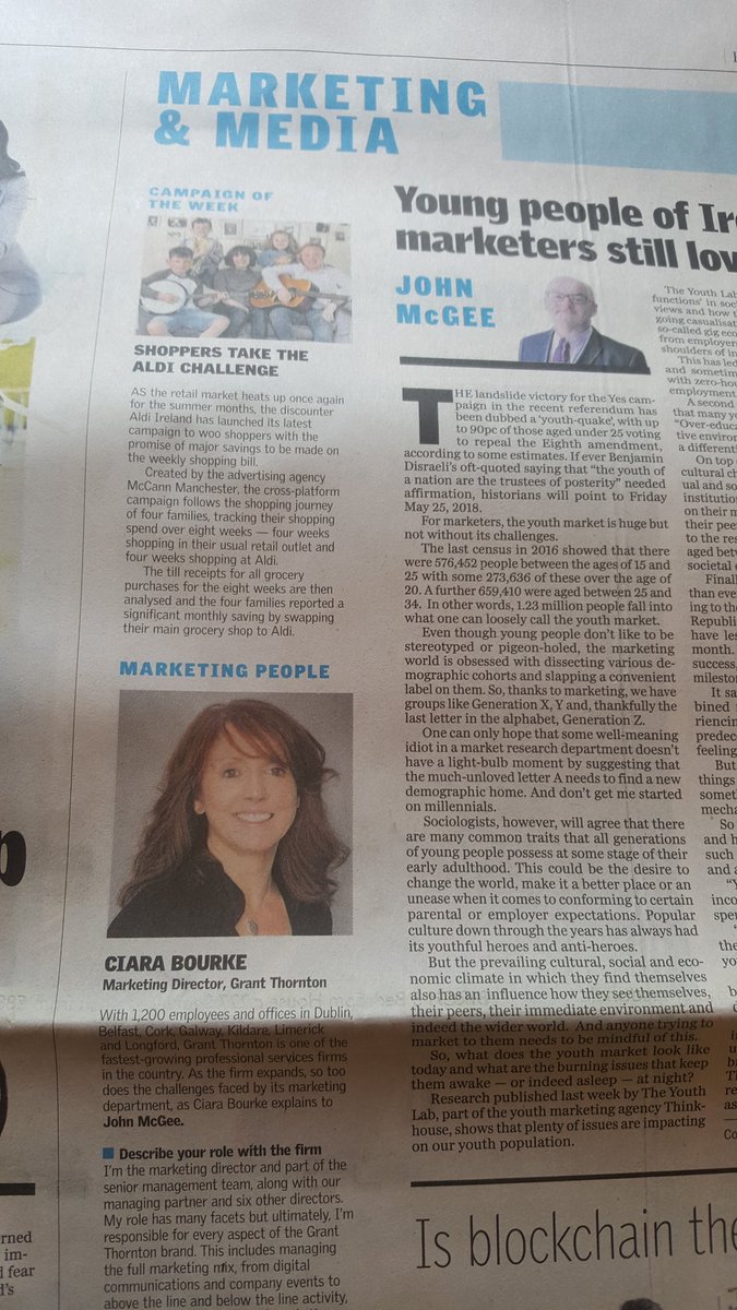 Well done to our #girlboss @ciarab2711 @GrantThorntonIE great interview with @Independent_ie #marketingleaders