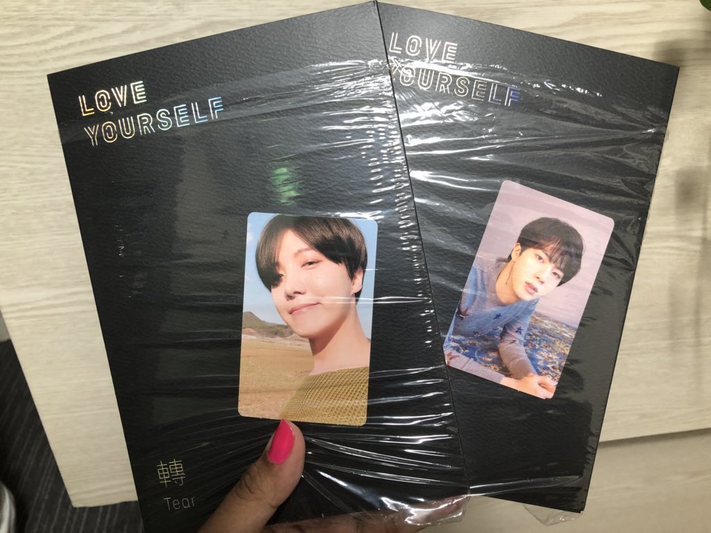 prinsesaian's tweet photo. ~Adding 2 more albums for #PrinsesaianGiveaway 

this time #BTS Love yourself Tear with Jhope &amp; Jin photocards hehehe

Just follow, RT &amp; tag a friend.. I'll randomly pick a winner!

you guys don't know just how happy I am today kaya I wanna share the happiness!!! 😭😍💖✨ https://t.co/CFdPVatlpR