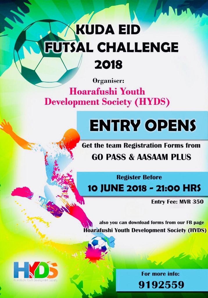 HYDS_MV's tweet photo. KUDA EID FUTSAL CHALLENGE Organised by #HYDS 

#HYDS4YOUTH https://t.co/8DkmhMLfU0