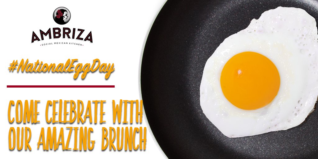 AmbrizaKitchen's tweet photo. Did you know it's π³ #NationalEggDay? What better way to celebrate than with our amazing #brunch? This #BrunchParty will be going from 10am-3pm today. Stop on by!
.
Follow: @ambrizakitchen
.
.
.
.
.
#brunchtime #brunchhtx #brunching #brunchlife #brunchdate #brunchsohard https://t.co/DxpRgf96te