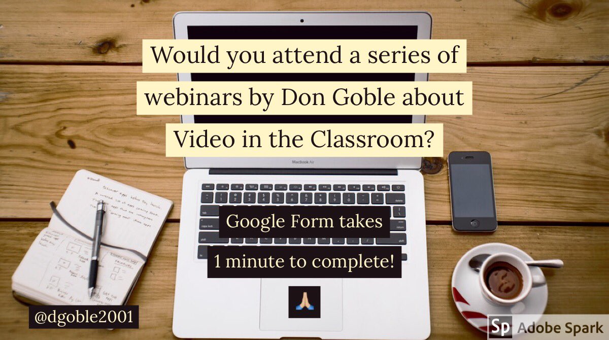 sammystrade07's tweet photo. If you have 1 minute to respond to this Google Form I would really appreciate it. #powerofvideo #SchoolTubeChat #edchat #AppleEDUchat #edtech #JEA
https://t.co/7yjT2jBdQW https://t.co/wjpo6QgvZ9