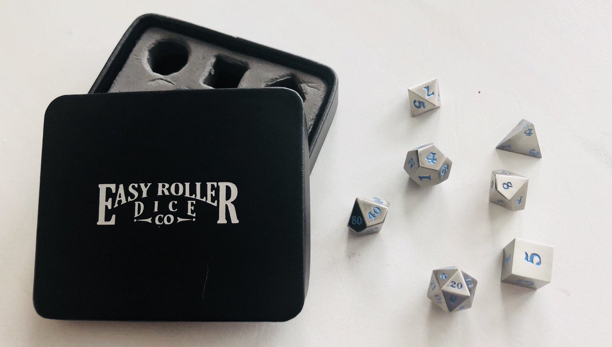 YMIATavern's tweet photo. Let’s give away some DICE! We recently were given two pairs of @EasyRollerDice metal dice, thanks to Comic Book World in Florence, KY. (Go there, KY/OH peeps!)

Follow &amp; RT/Quote this tweet with #YMIATGiveaway and why you love #theTAVERNcast to enter.

Winners announced June 8th! https://t.co/p2n2REnRyk
