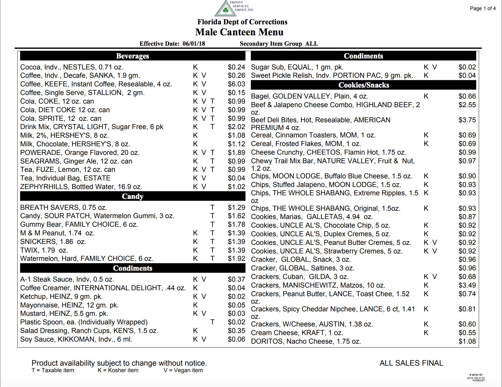 Ben Conarck on Twitter: "(3/10) Inmates use JPay's banking service to  purchase items from the commissary — soap, shampoo, stamps, food. Here's  what the prices look like for male inmates: https://t.co/pLQFDL9UKF  https://t.co/Gh3r47kbLd" /
