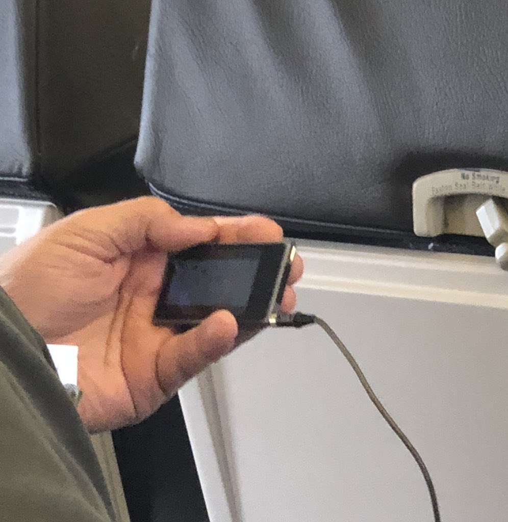 JoannaStern's tweet photo. To the man on my flight yesterday, who watched what appeared to be an entire movie on a 7th generation iPod Nano, you are a national hero. https://t.co/xWyjH9wEvW