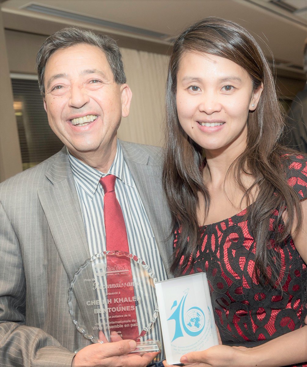 <a href="/UN/">United Nations</a> Thi Be Nguyen, Founder of <a href="/UniActionCanada/">UniAction</a> had the honor of receiving in Montreal, Canada <a href="/CheikhBentounes/">Cheikh Khaled Bentounes</a>, initiator of the International Living Together in Peace Day, adopted by the <a href="/UN/">United Nations</a>. A Recognition Award was given to <a href="/CheikhBentounes/">Cheikh Khaled Bentounes</a> for his leadership at our conference.