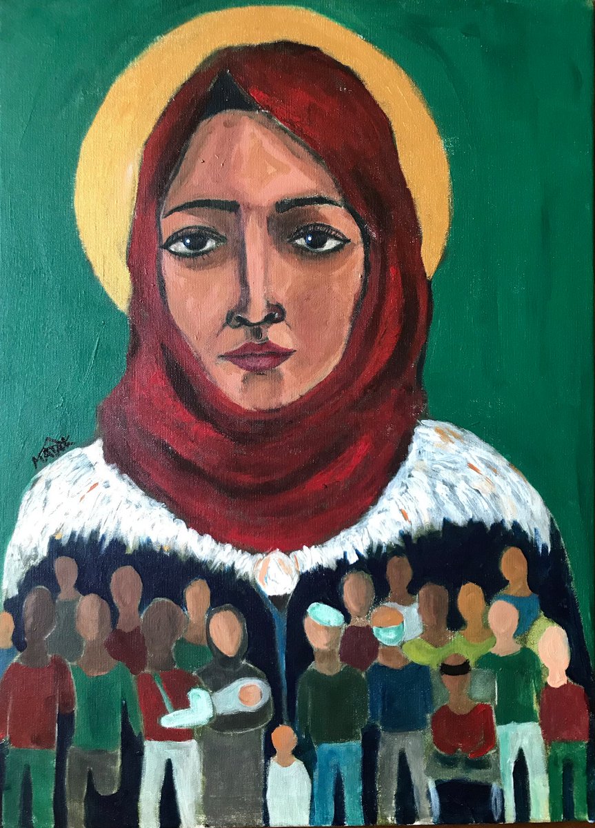 jvplive's tweet photo. Beautiful tribute painting of #RazanNajjar by the young artist @MatarMalak of Gaza. Please read Malak's artist's story behind this art and the importance of Razan al-Najjar here: https://t.co/NMMhLa79gA https://t.co/qII0wtfTK4