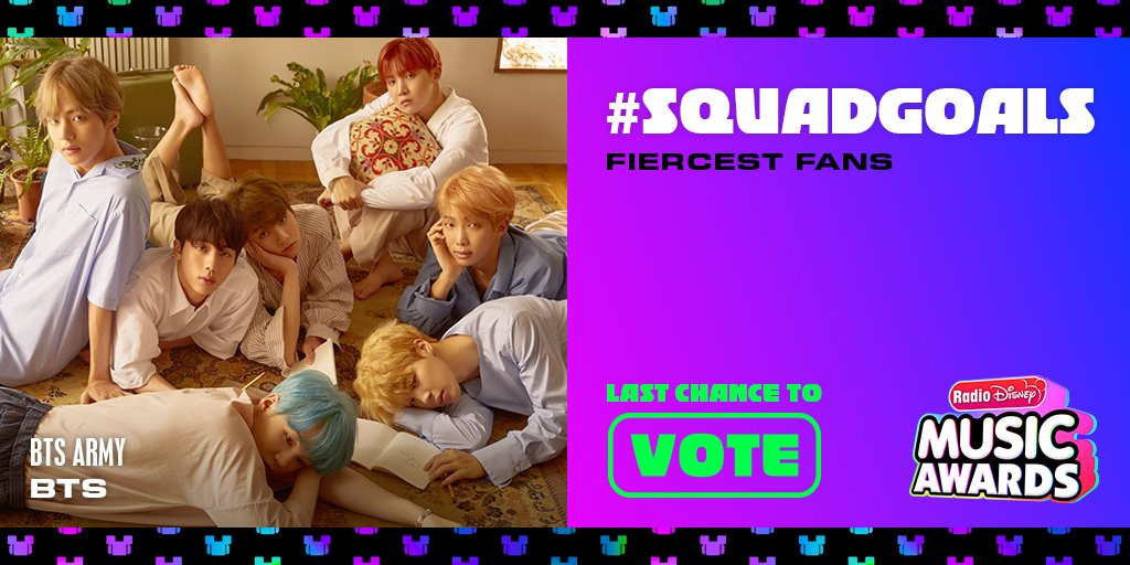 RT to vote for #BTSARMY - @bts_bighit for #SquadGoals! @radiodisney #RDMA @bts_bighit @BTS_twt