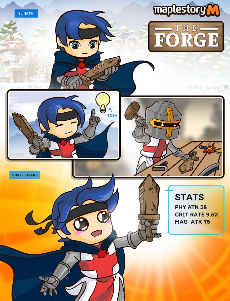 PlayMapleM's tweet photo. Unique to our upcoming Global release: The new and improved Forge System! Here's the Forge System, explained via comic form by our artist Kirdein! https://t.co/iv7j6s1k2G