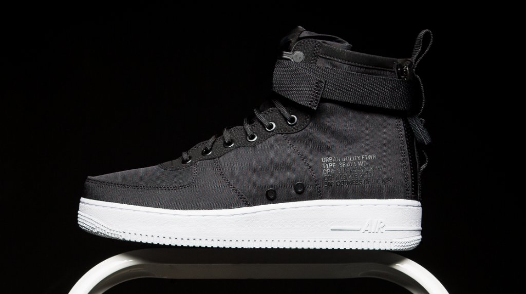 nike sf air force 1 mid black white