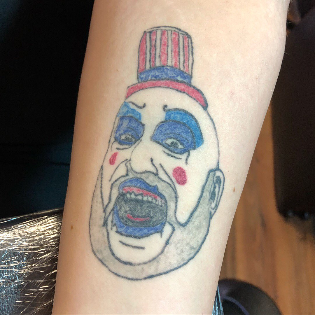 alextfrazer's tweet photo. Reworked this horrific Captain Spaulding to something a little more respectable for an officer. @RobZombieFilms https://t.co/HuYvGCFIyv