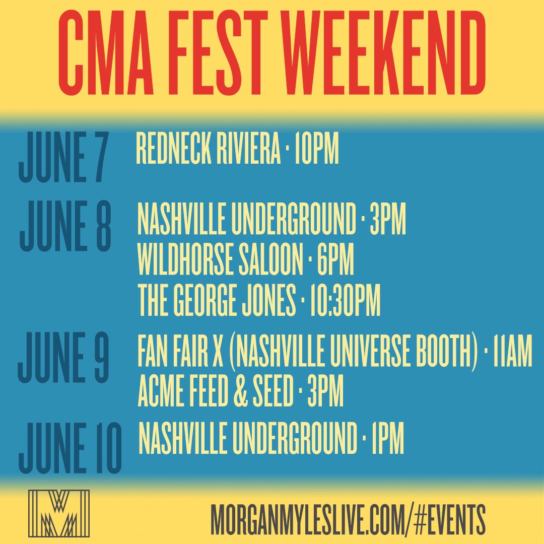 @MorganMylesLIVE full #CMAfest schedule.  Don't miss the Queen of #CountrySoul