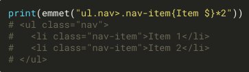 chuancong's tweet photo. Want to generate HTML using Emmet syntax in Python? Have a try of htmltools.emmet in extratools library. 🤠

https://t.co/1OJZF7sgRv

#Python #HTML #Emmet #extratools #tip https://t.co/4beeO0UVPB