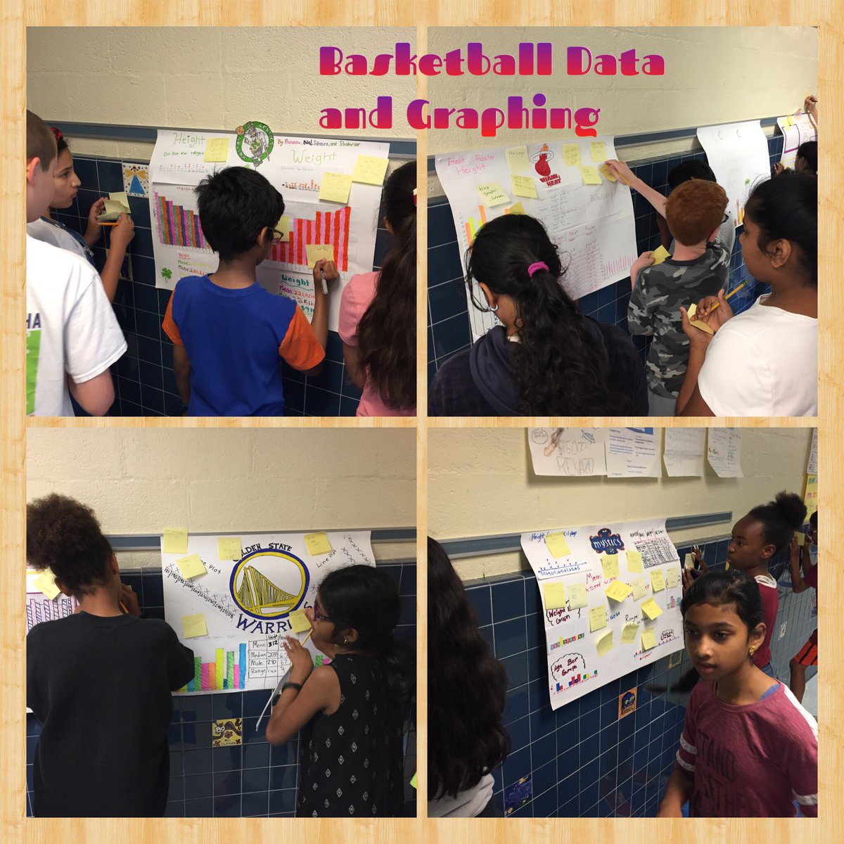 FESBoyer's tweet photo. A gallery walk for our basketball data and graphing project! https://t.co/8xkr3PdQlg