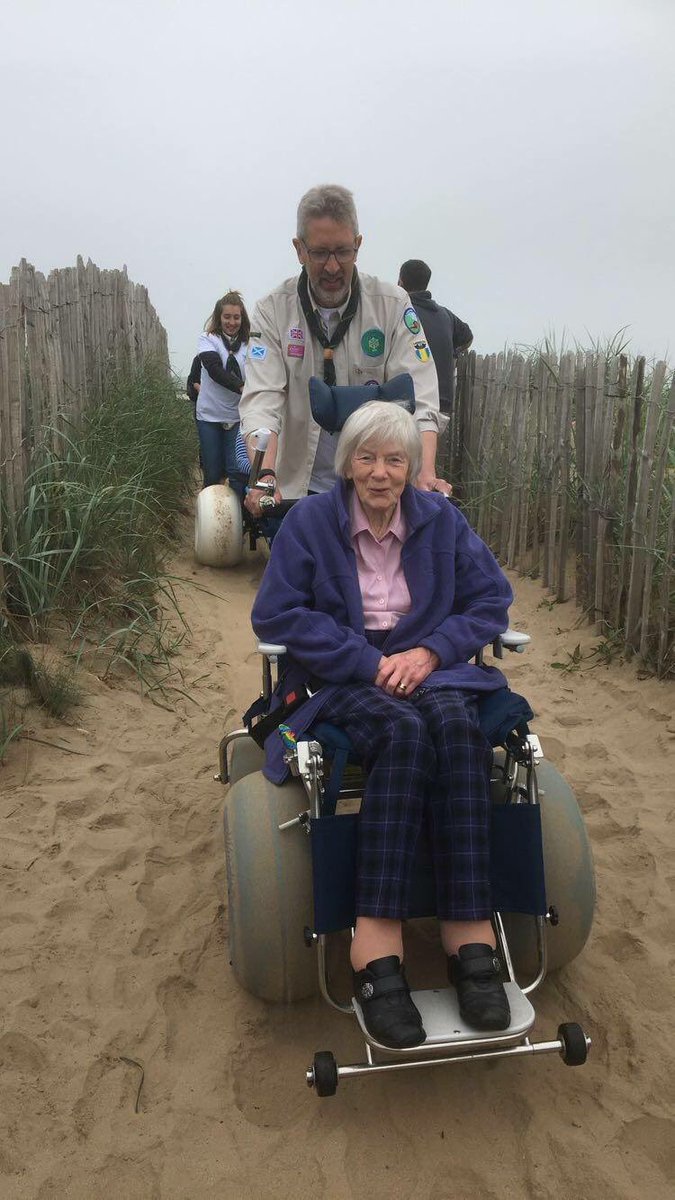 ExplorersSA's tweet photo. What a day! Hugely humbling to see our young people support the launch of beach wheelchairs in St Andrews and widen access for all.

To quote one “I’ve wanted to come to the beach for years and now I can” truly joyful to see smiles on wheelchair users faces and explorers too. https://t.co/OHVFapbj8u