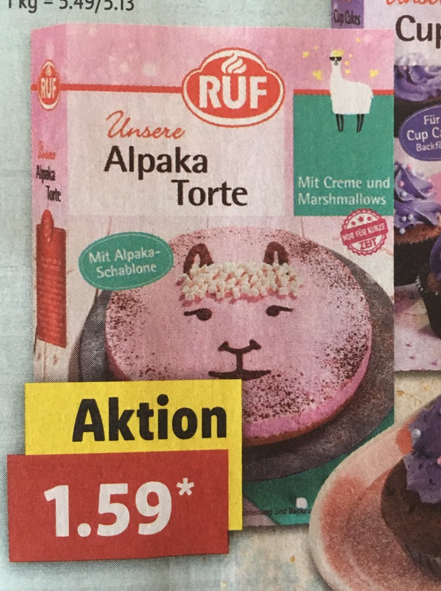 Steffchen_86's tweet photo. @SageHillfarms Look what i found in a supermarket brochure in Germany! I had to think of you when I saw it! #AlpacaCake βΊοΈπ°π https://t.co/43PHoVODhn