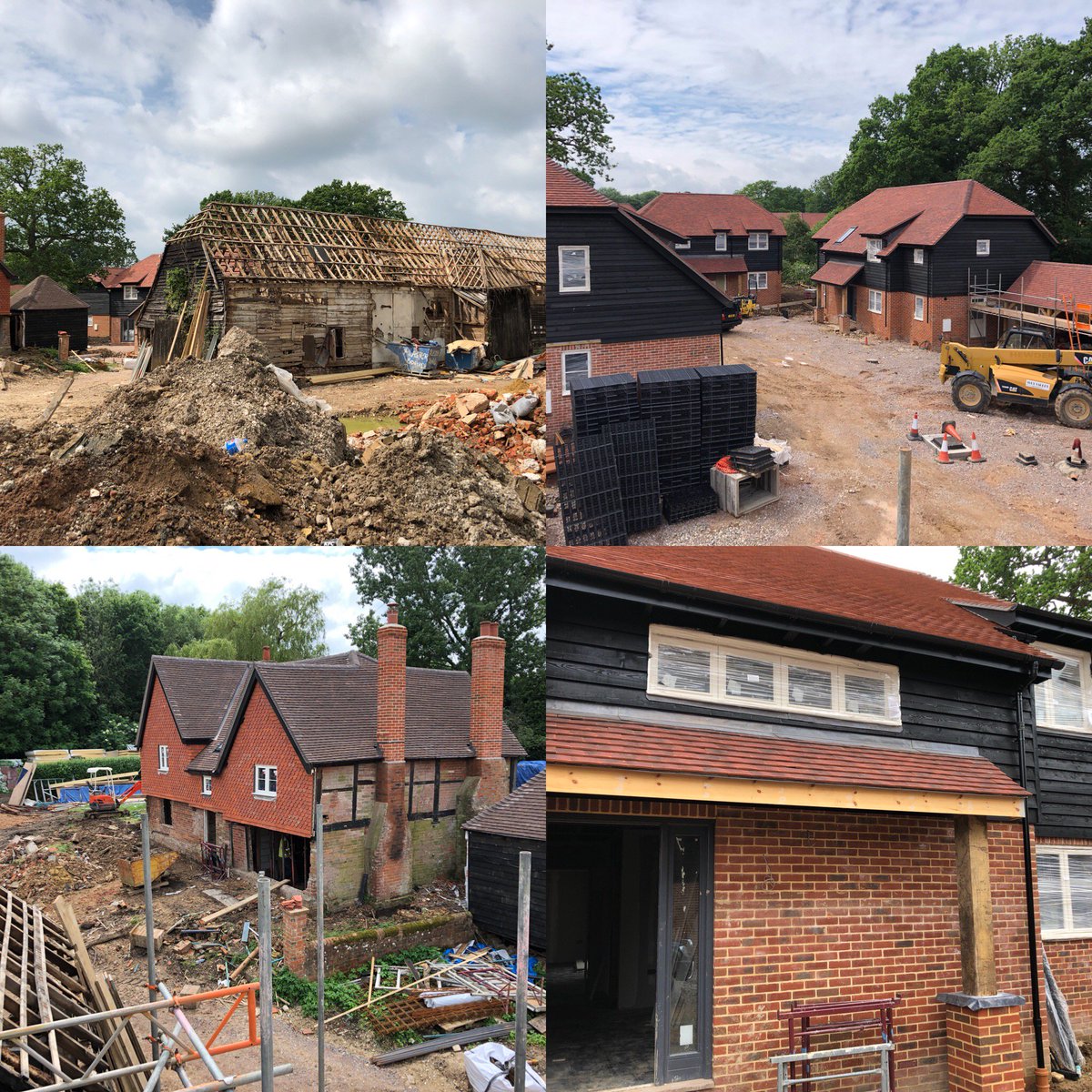 Hurrellarchitec's tweet photo. Great progress at the Main Razors Farm site, new houses nearing completion, the original Listed farmhouse being extended and refurbished, about to get our teeth into the main Listed Barn, working with Marbas Engineers and Wey Valley Homes. #marbas #listedbuildings #conservation https://t.co/fyaKAP4Rm9