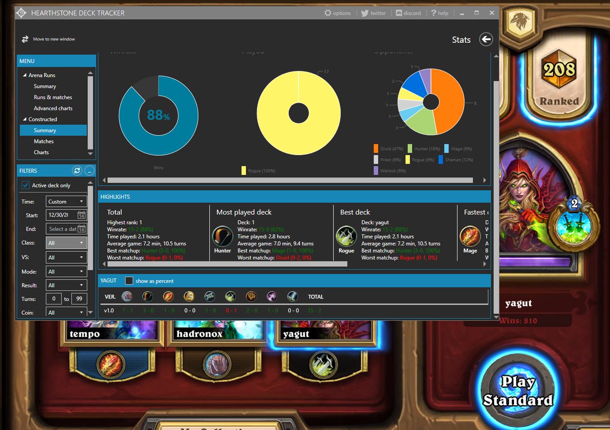 RobinDec_HS's tweet image. It's been a while....
Fast legend with @Mryagut tempo rogue. Deck feels very strong and nutty on ladder. 15-2 score from rank 3