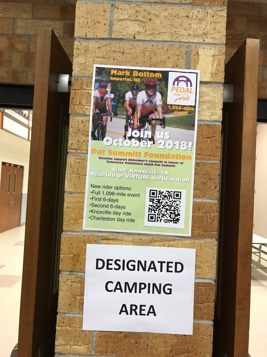 sfcmb2011's tweet photo. Getting the word out about @pedalforpat to the 400+ Bike Ride Across Nebraska BRAN riders as they arrive @ImperialEconDev home town. Gave @TCHRBOTT and I a chance to give back for their support #pfp2017 #defeatalzheimers #pfp2018 #togetherwewillwin @WeBackPat https://t.co/1nD8kYVRRM