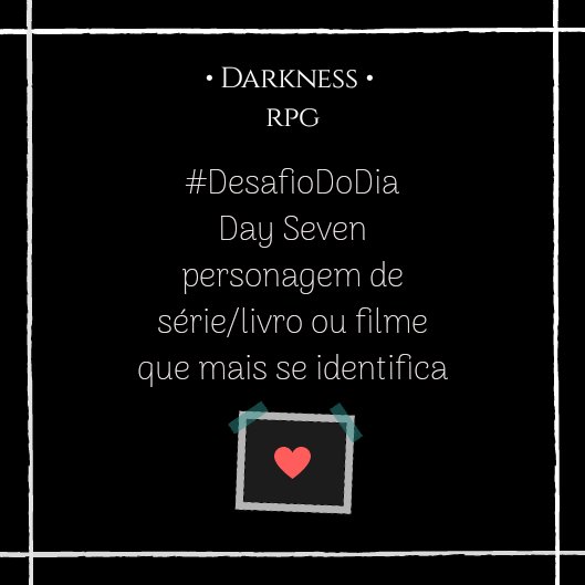 D4RKNESSRPG's tweet photo. Diɑ 07: Personɑgem de série, livro ou filme que você mɑis se identificɑ! 🤔
📸 #DesɑfioDoDiɑ 📸 https://t.co/yvPq97LdNd
