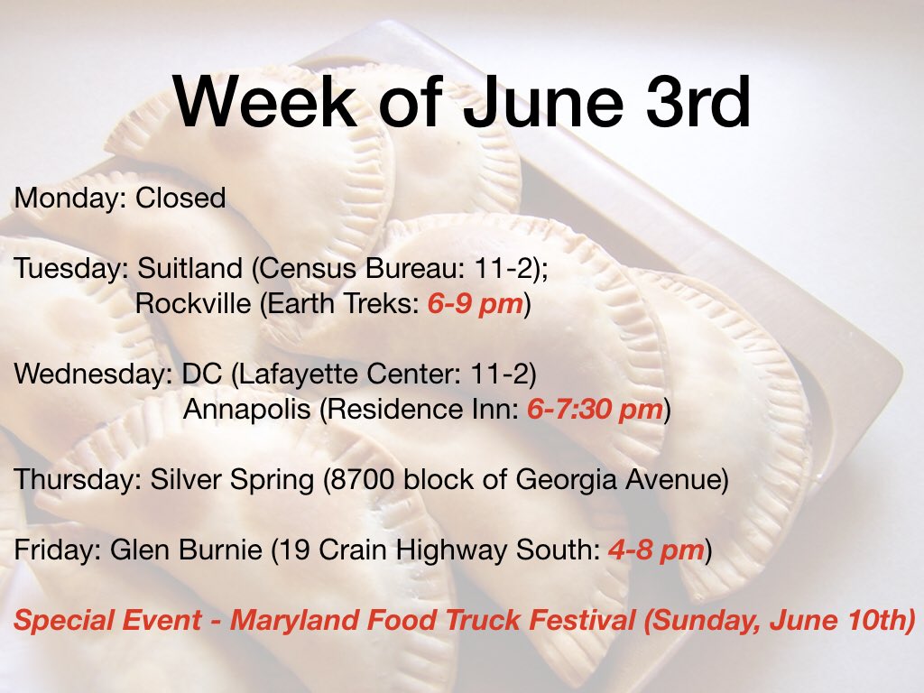 Happy Sunday! Hope you’re staying dry. Here is our schedule for this week. #foodfamilyfun