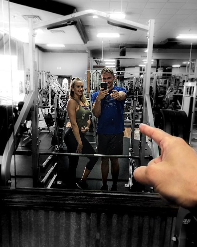 “Look at those assholes taking selfies in the squat rack... oh shit that’s us!” #sundayfunday #sunday #couplesthatlift #couplestherapy #coupleselfie #couplesgoals #couplesthattravel #annoyinghashtags #loveher #swolemates