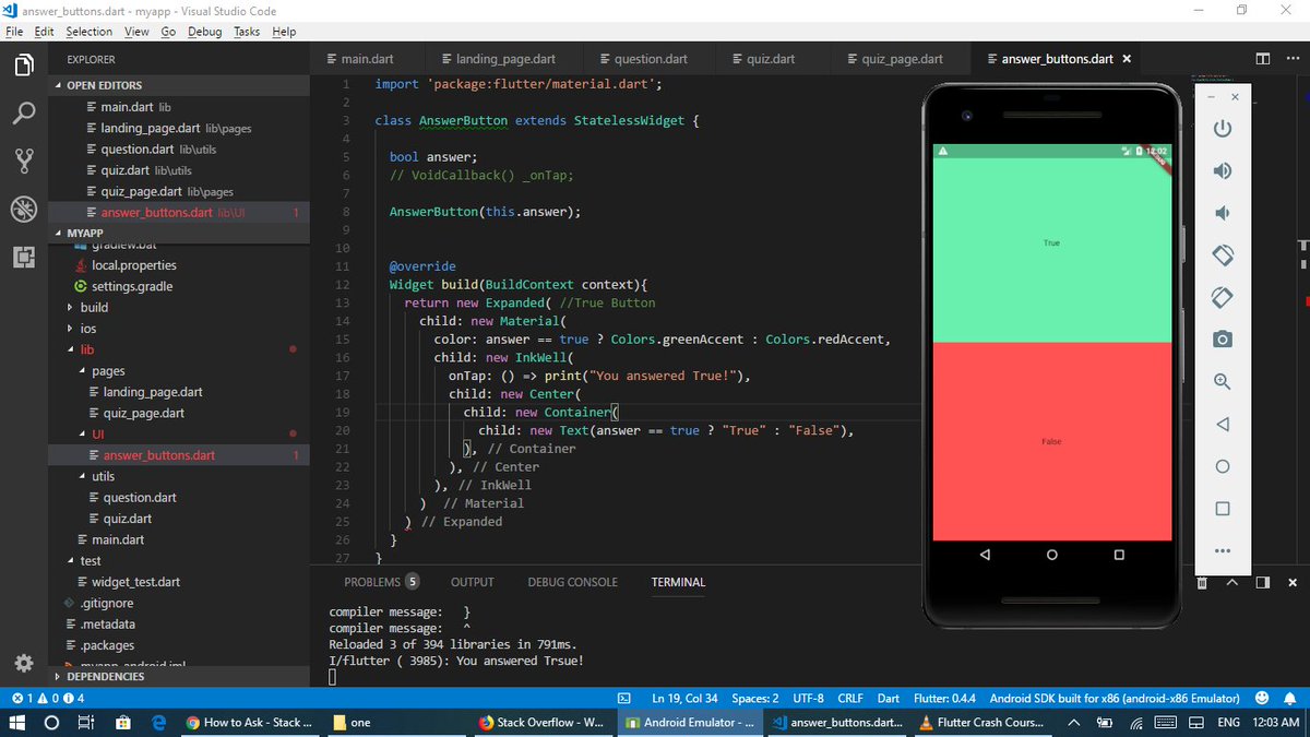 mrabro's tweet photo. #day2 fixed emulator errors.. so many confusing things 😒 , Started first #Flutter app showing only buttons on screen.. very interesting codes 😂.. need to revise that on #day3 .. hehehe.. #lazyProgrammers 
 #100DaysOfCode https://t.co/aRNpe6YQLv