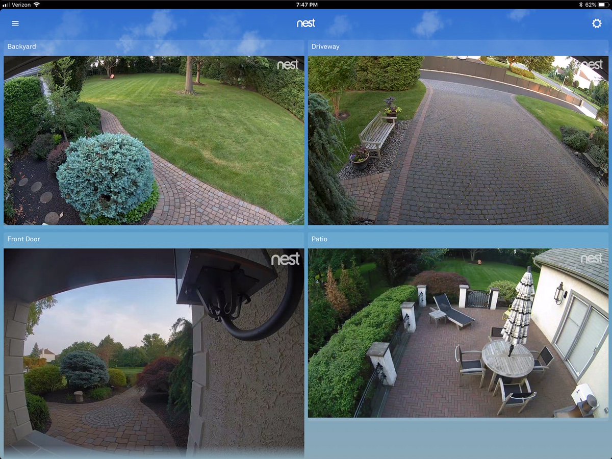 WesCarverElec's tweet photo. Thank you, Mari, for trusting #WesCarverElectric as your #electricians for all of these years! 

"I wanted to share a screenshot of our Nest Cam setup that Kyle &amp; his helper David finished installing today. They did an excellent job - neat &amp; professional.  Thank you!" https://t.co/DPTiLCihLG