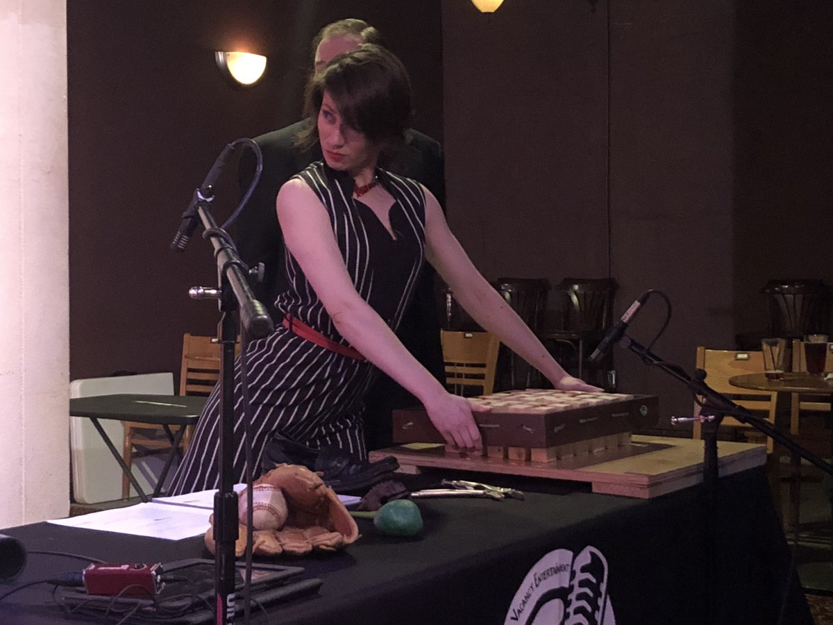worldbshiny's tweet photo. Playing with my new marching machine with @LockedN2Vacancy -- their show on June 10th will be my FIFTIETH live Foley production! Come see, and get some inspiration for your scripts for #DeathscribeXI! #AudioDramaSunday #FoleyLife #YouMustSubmit https://t.co/qpBokE5HA7