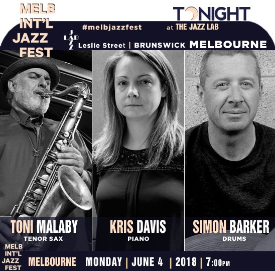 jazzsharing's tweet photo. 21th @MelbJazzFest 2018 #Melbourne
MALABY | DAVIS | BARKER
* @tonymalaby tenor sax
→https://t.co/8Dx4sC2cUQ
* @krisdavismusic piano
→https://t.co/PxJwg6oAUJ
* #SimonBarker drums
* https://t.co/Ta0J9c5olC
@thejazzlab TONIGHT 7:00pm
→https://t.co/gf4clX0fCx https://t.co/gQJcwRpnA4