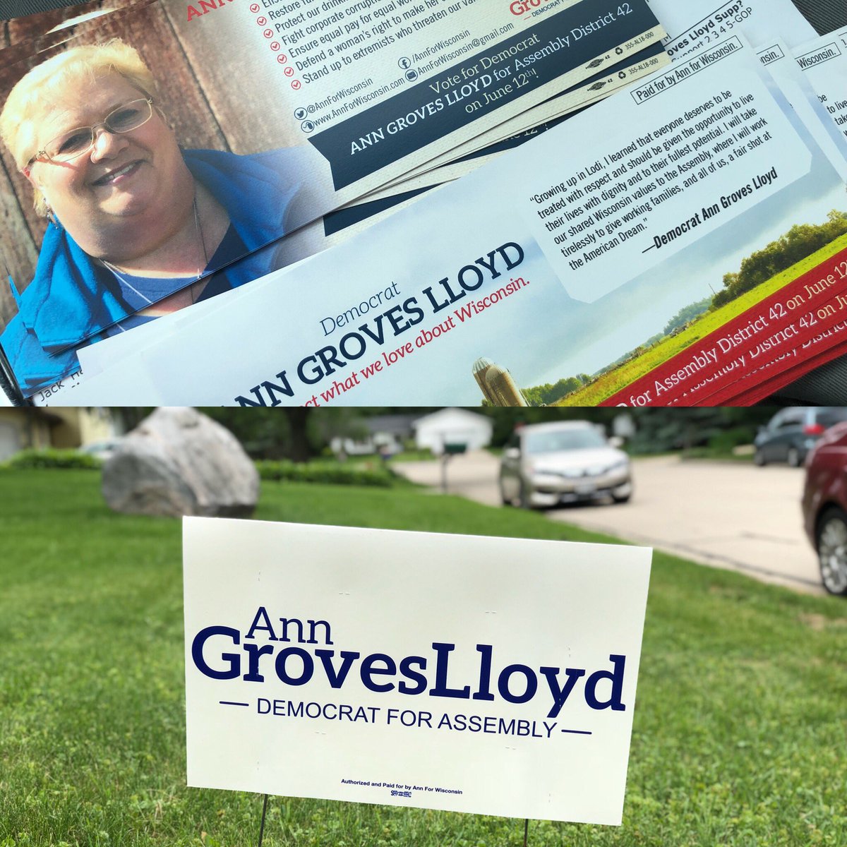 DavidCrowleyWI's tweet photo. Just finished volunteering for Ann Groves Lloyd. Our next State Representative of the 42nd Assembly District! #specialelection #June12 #BlueWave #Wisconsin https://t.co/qOzeGFuhYp