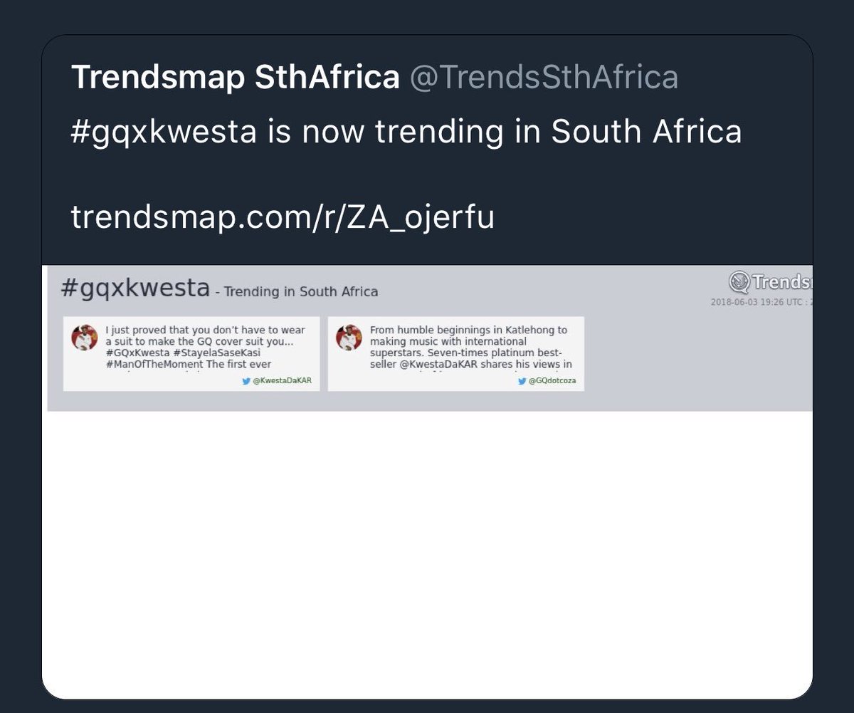 MolifeK's tweet photo. Get your copy of @GQdotcoza with King of hip hop @KwestaDaKAR , it’s already trending... #GQxKwesta #YouthMonth #CollectorsIssue https://t.co/YStoIeF3So