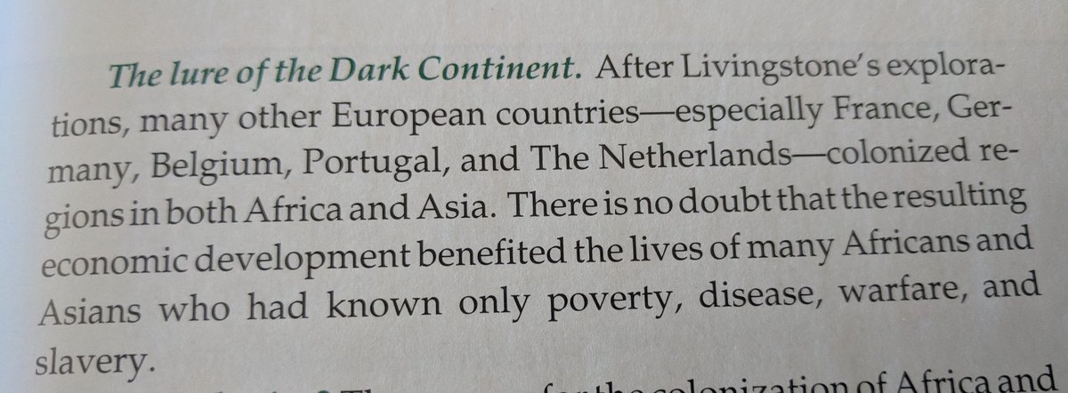 Here's what Abeka teaches Christian students about colonialism: that it "benefited" Africans and Asians. That's it. No mention of slavery or genocide.  #ChristianAltFacts