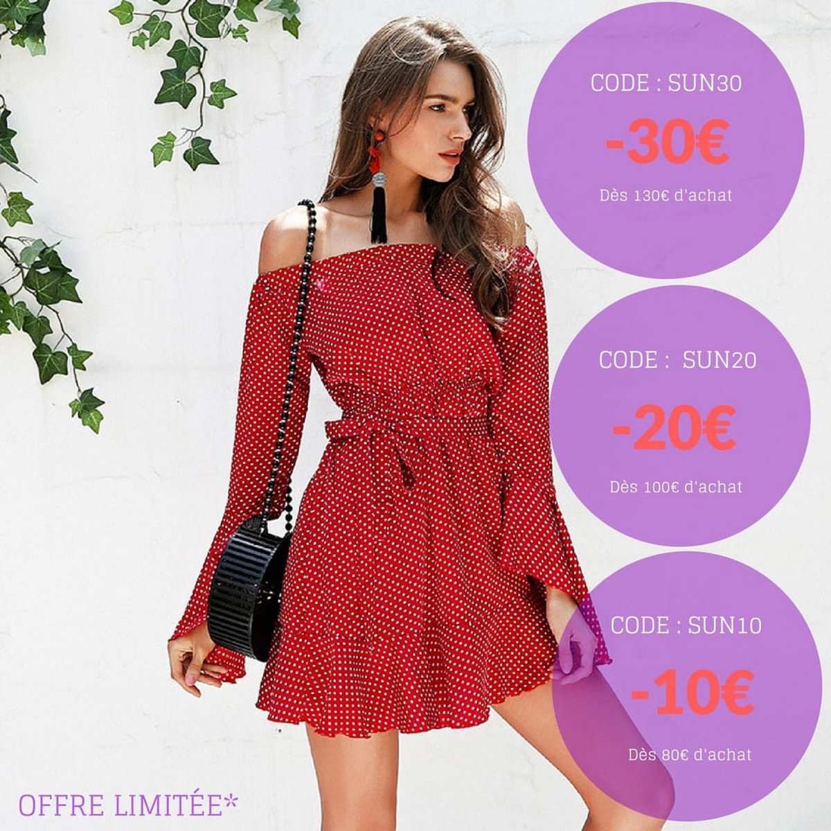 DressedStore's tweet image. 🌸SUNNY DAYS🌸 dressed-store.com 
80€ d'achat = 10€ de remise SUN10
100€ d'achat = 20€ de remise SUN20
130€ d'achat = 30€ de remise SUN30
OFFRE LIMITÉE JUSQU'AU 9 JUIN
#fashionblogger #fashion #blogger #dress #robe #june #summer #sunnyday #photo #clothes #mode
