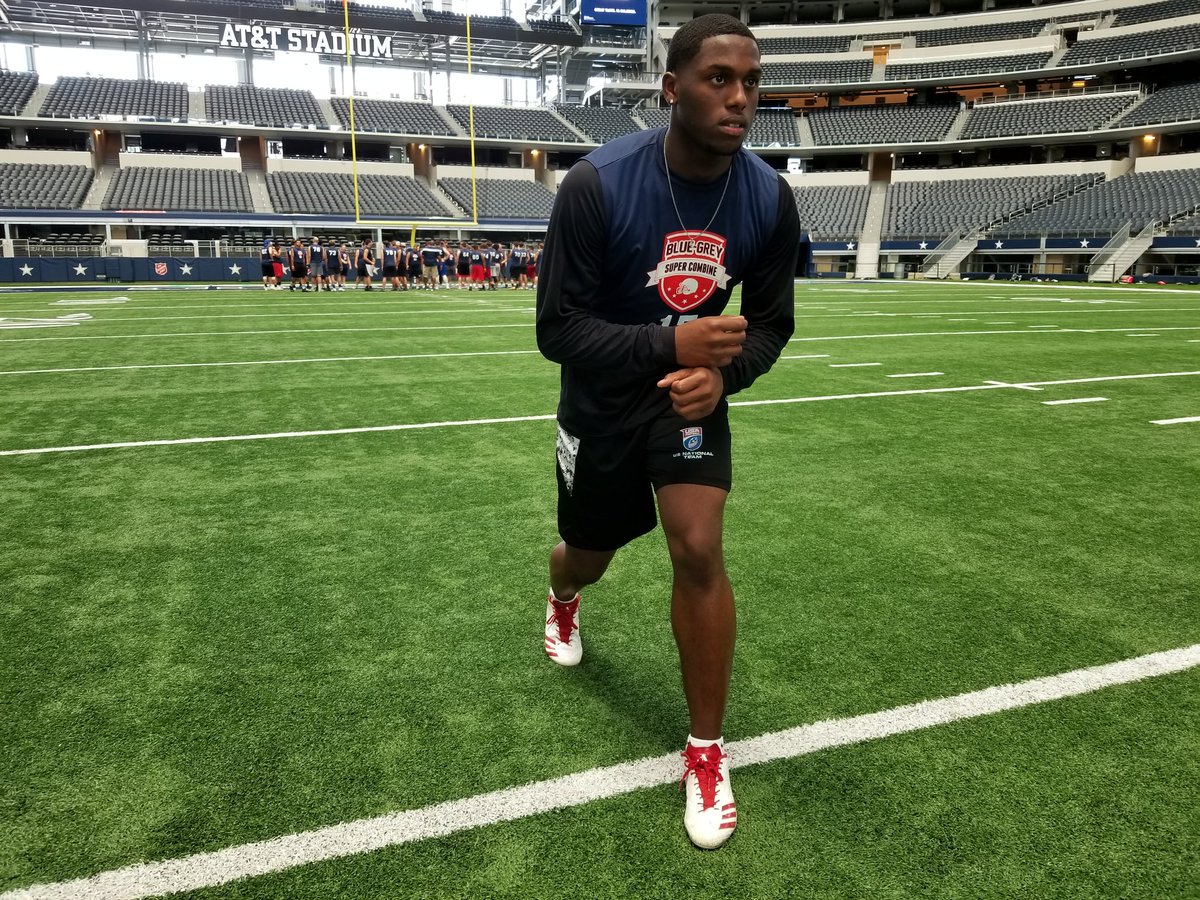 BlueGreyFB's tweet image. Conference USA target Ian Butler (@Kobieee4) was among the prospects at today's #BlueGreyFootball All-American Combine (Southwest Super).