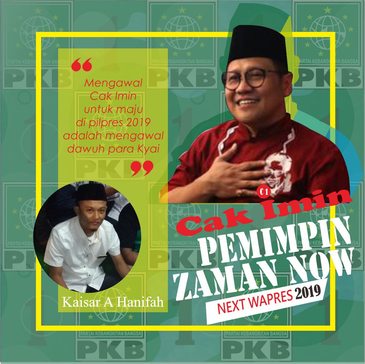 Mengawal Cak Imin untuk maju di pilpres 2019 adalah mengawal dawuh para Kyai.
<a href="/jokowi/">Joko Widodo</a> &amp; <a href="/cakimiNOW/">A Muhaimin Iskandar</a> 

#JOINUntukIndonesia
