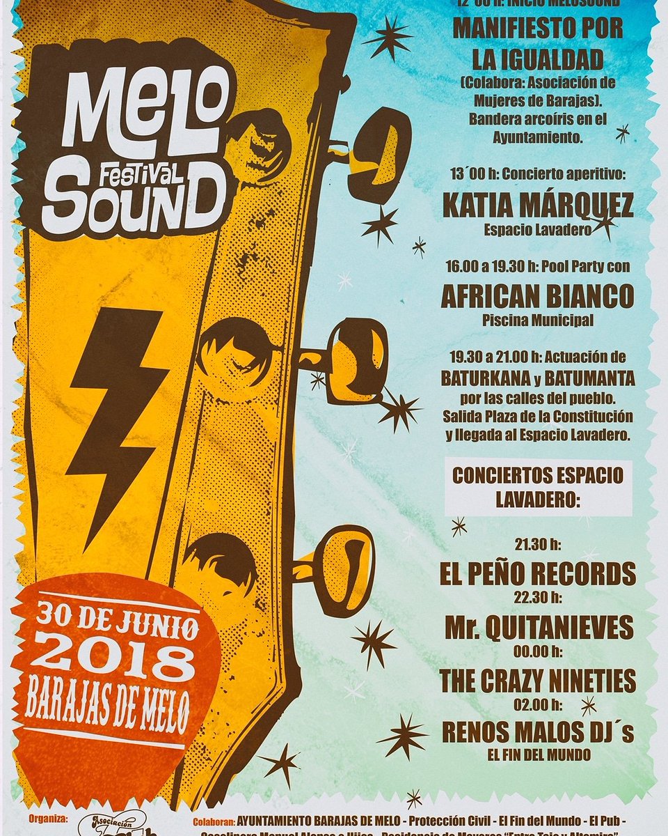gclubbarajas's tweet photo. Siiiii, ya tenemos cartel para #MeloSoundFest2018.
Realizado por @juanleache, gracias y espectacular como siempre.
#MeloSoundFest2018 #gclubbarajas #melosoundfestival #barajasdemelo https://t.co/qIhafJT5yO