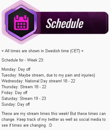 LionessElin's tweet photo. New schedule for this upcoming week! Check it out and i'll see ya on the stream! 🦁😀 <3 https://t.co/0t7r6WYMxw https://t.co/Cz487x9Lft